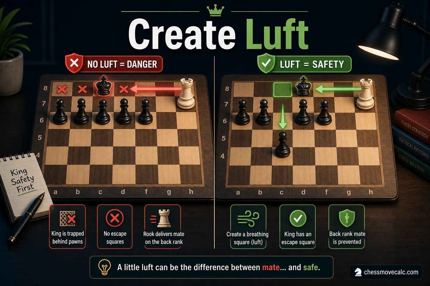 Comparison image showing a king with and without a breathing square