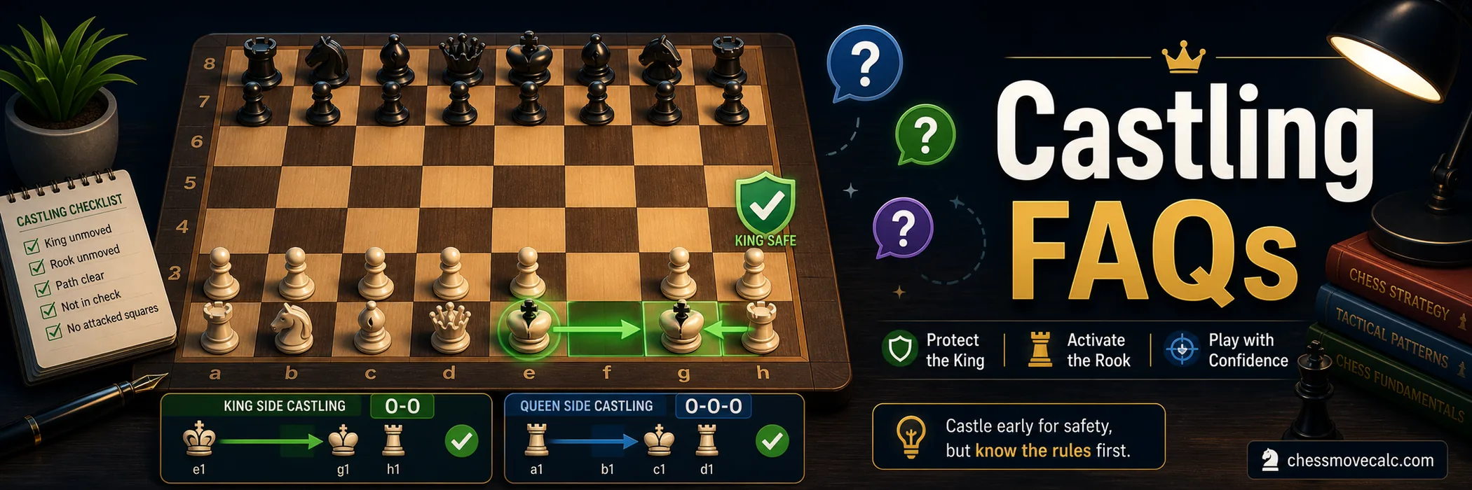 Castling Rules Explained FAQs banner