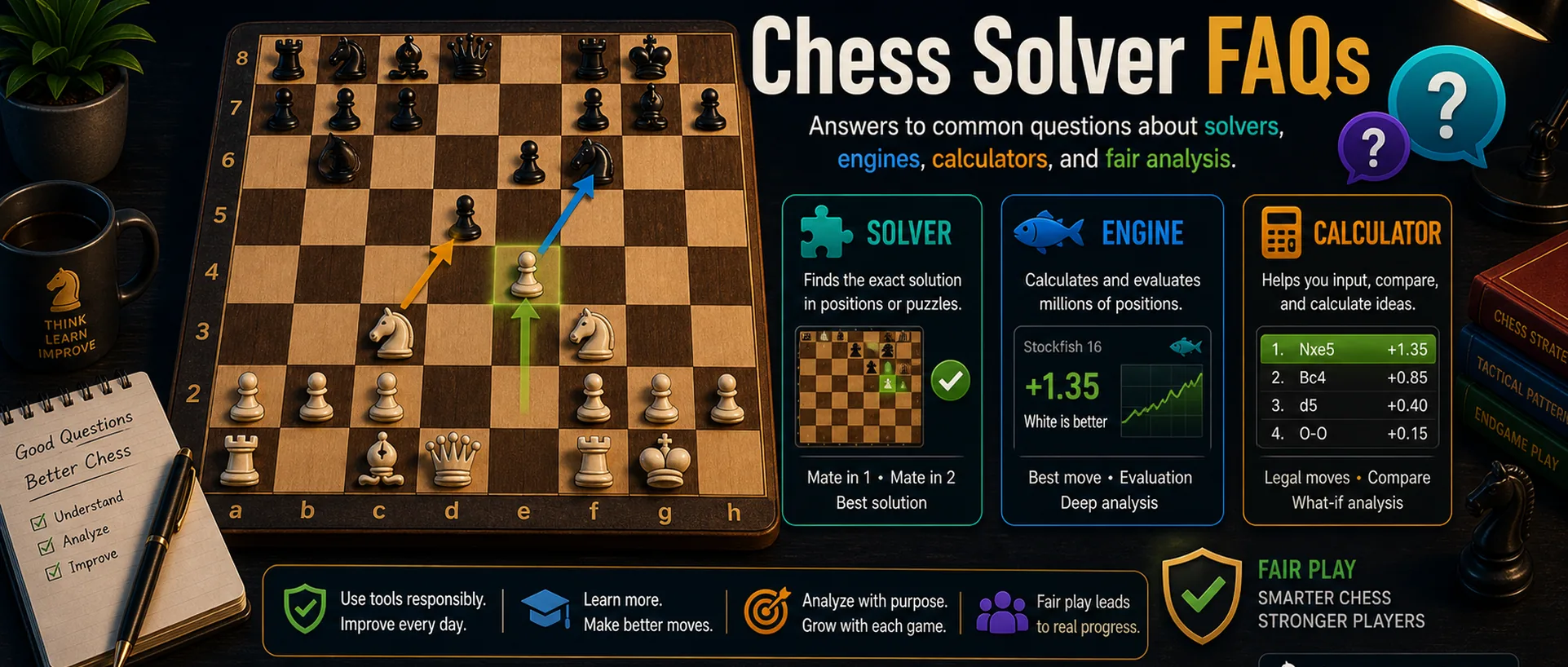 Chess solver FAQs banner graphic for comparison article