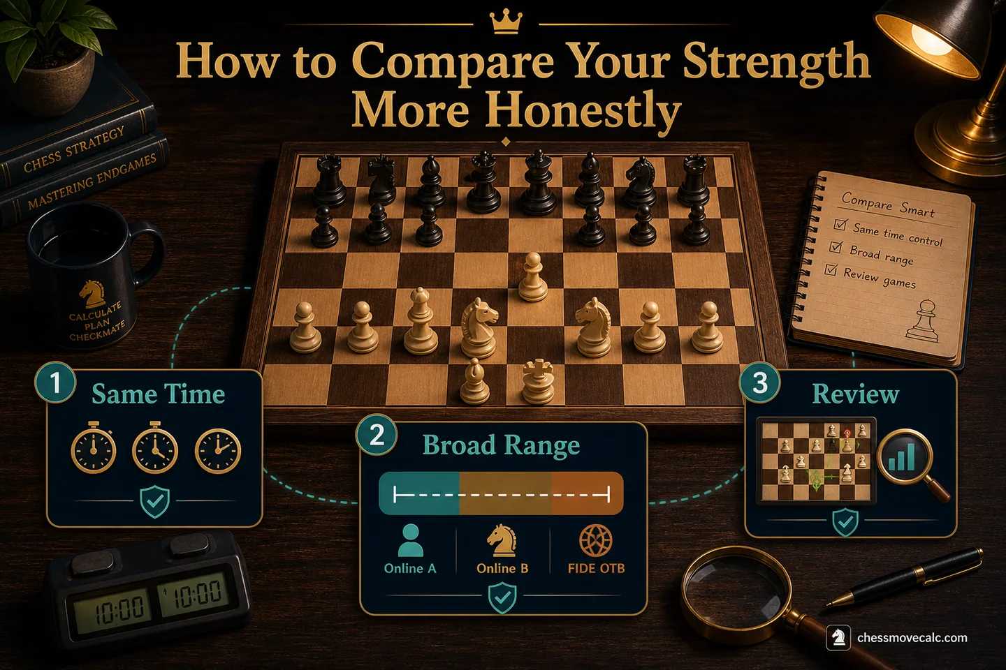 Process graphic showing same time control, broad ranges, and review habits
