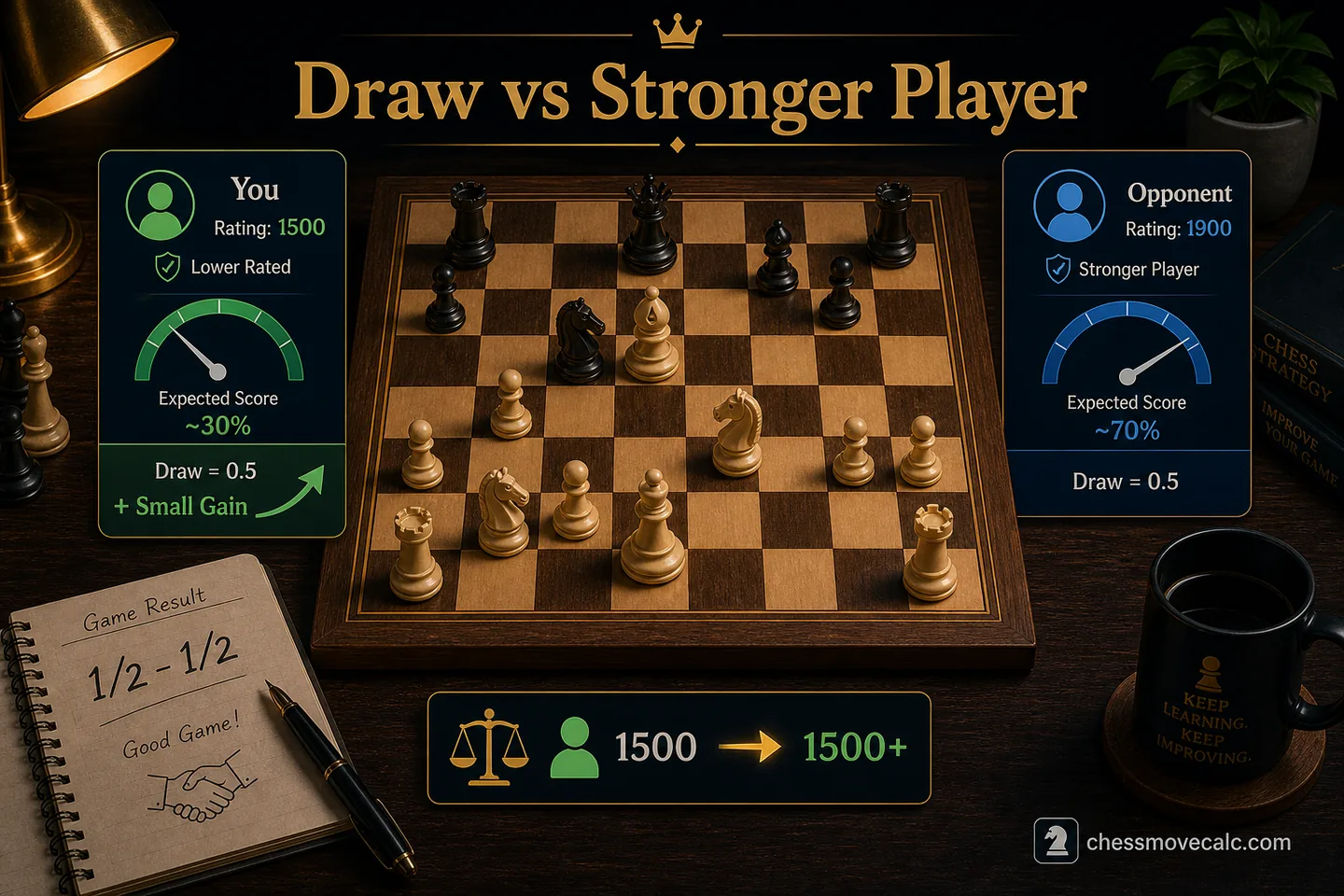 Example graphic showing a draw that still produces a positive rating result