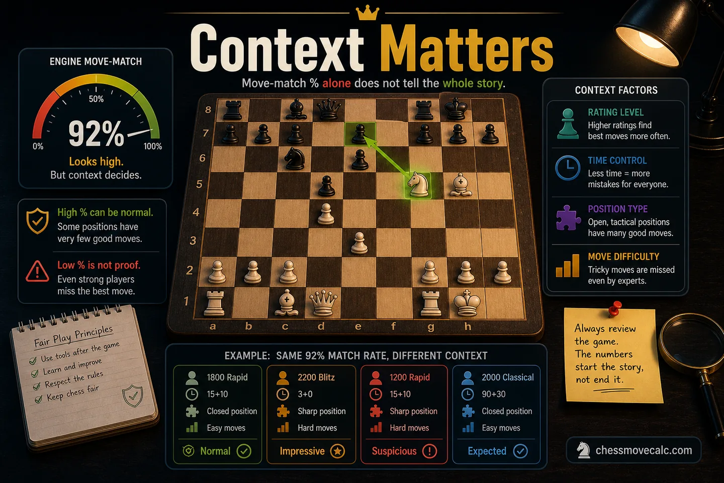Balanced graphic showing overlap between strong human play and suspicious engine-like consistency