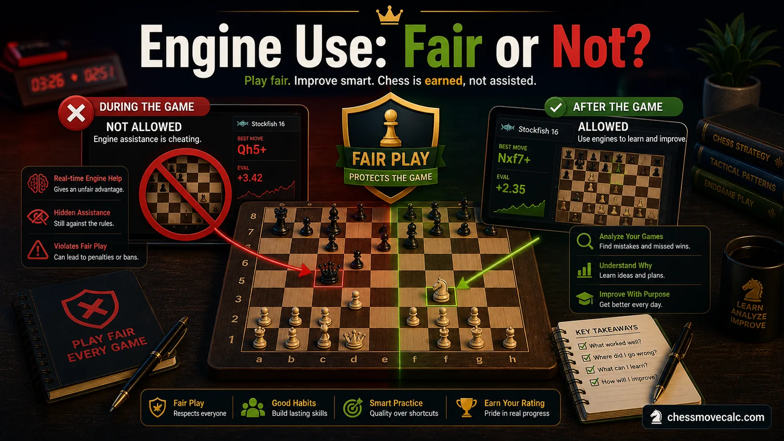 Is Using a Chess Engine During a Game Cheating? hero infographic