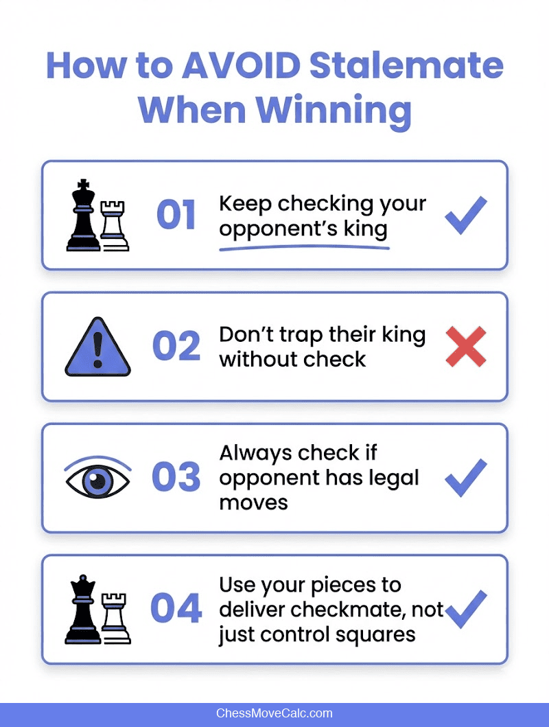 Tips for avoiding stalemate when winning a chess game