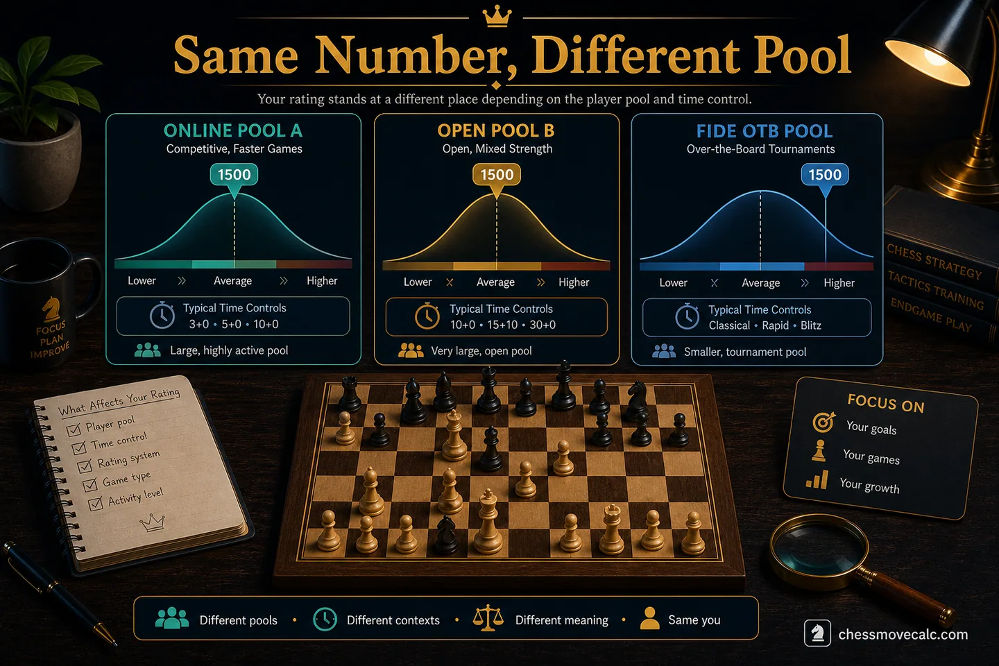 Platform comparison graphic showing why one number can feel different across pools