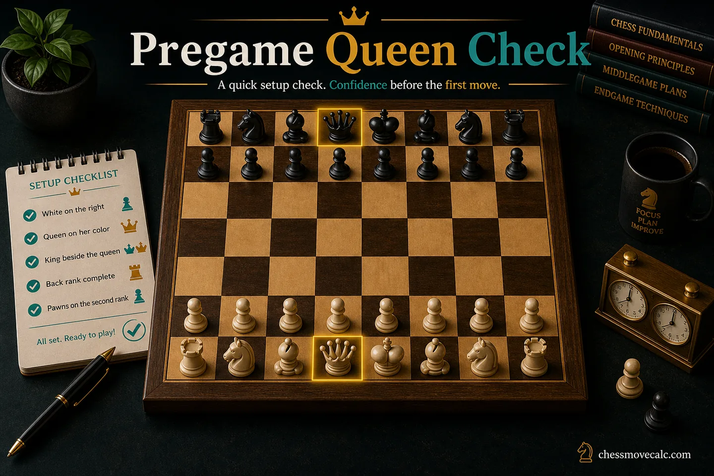 A 30-second pregame setup check that prevents queen mistakes