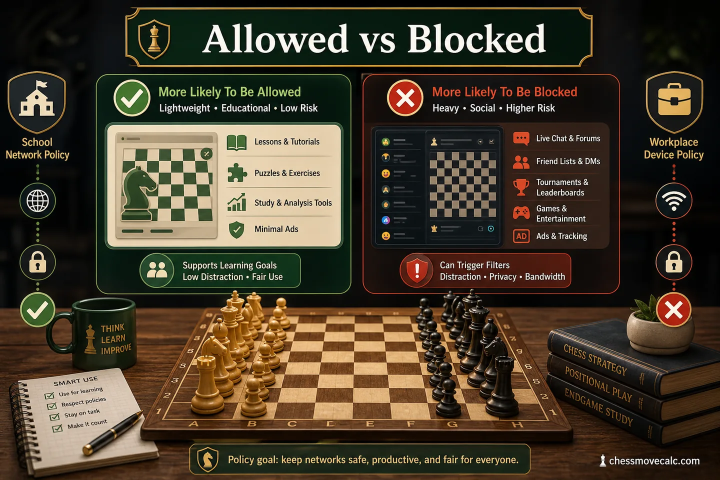 Comparison graphic showing a lightweight educational page versus a heavier social gaming page